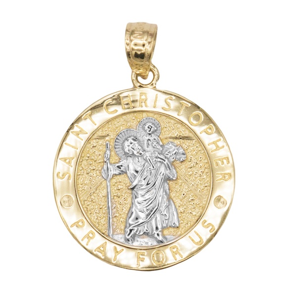 14k Solid Gold Saint Christopher Medal
